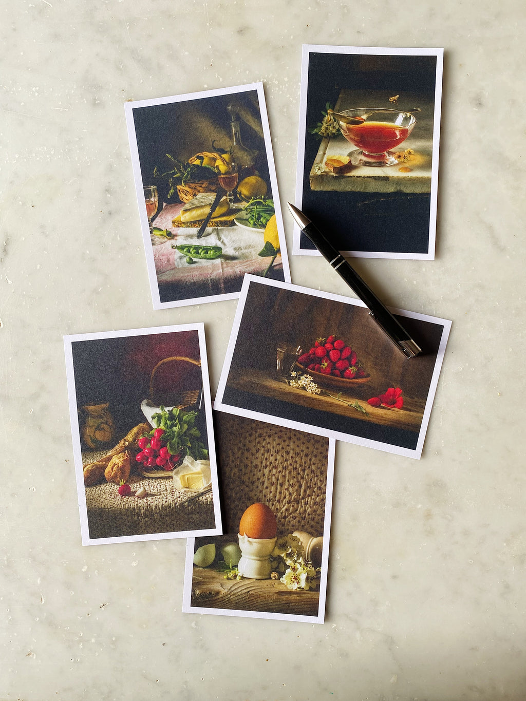 Set of five matte  notecards with spring still life photography