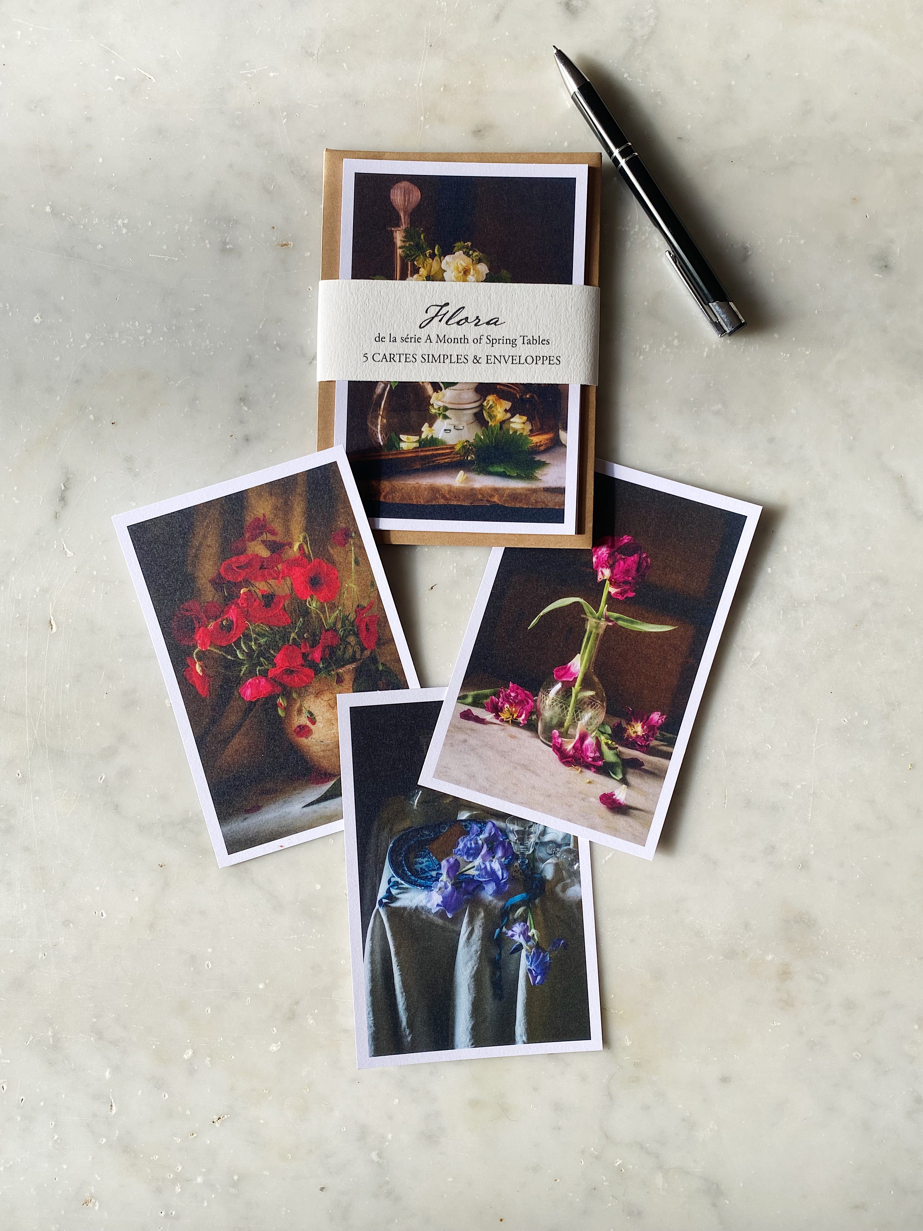 Flora - A Month Spring of Tables Stationary - Set of 5 cards + envelopes