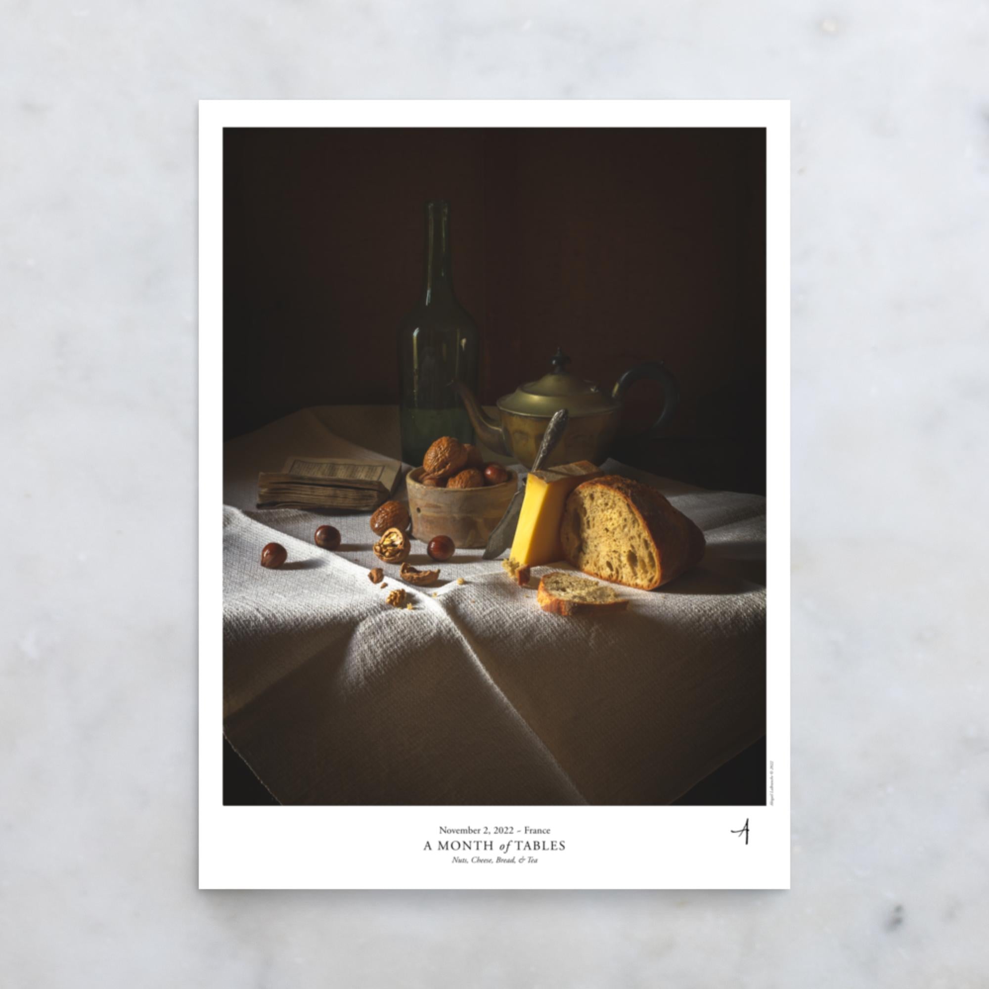 Nuts, Cheese, Bread, & Tea Poster - A Month of Tables