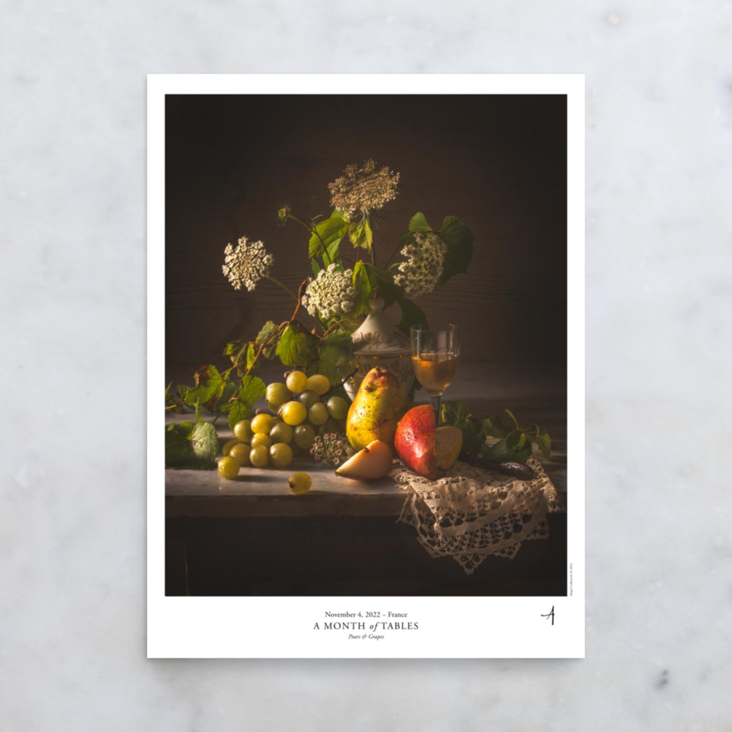 Pears & Grapes Poster - A Month of Tables